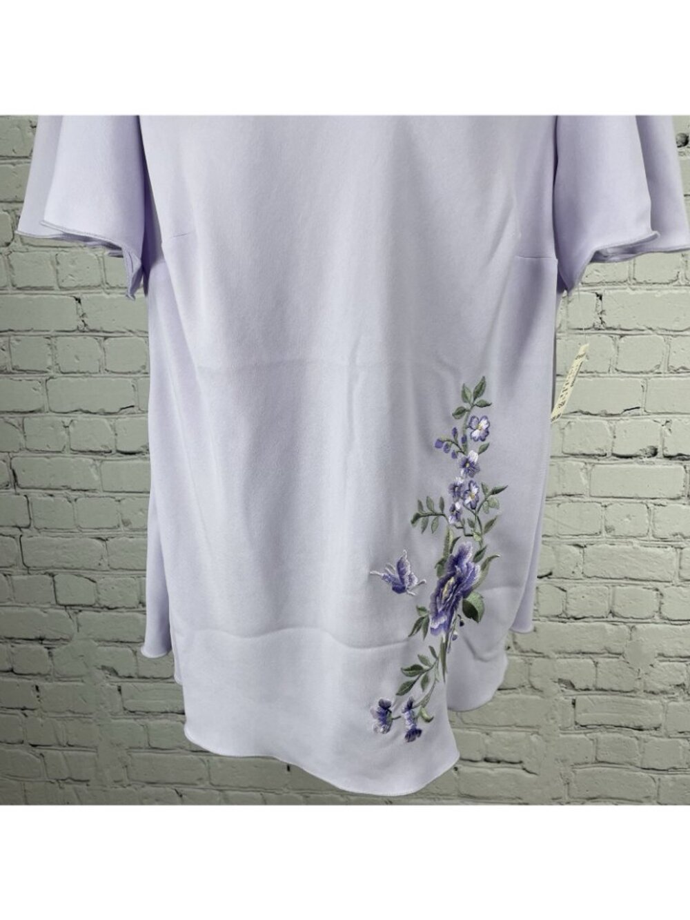 NWD Dressbarn Purple Embroidered Floral Flutter Short Sleeve Blouse Top Size 16W - Picture 13 of 16
